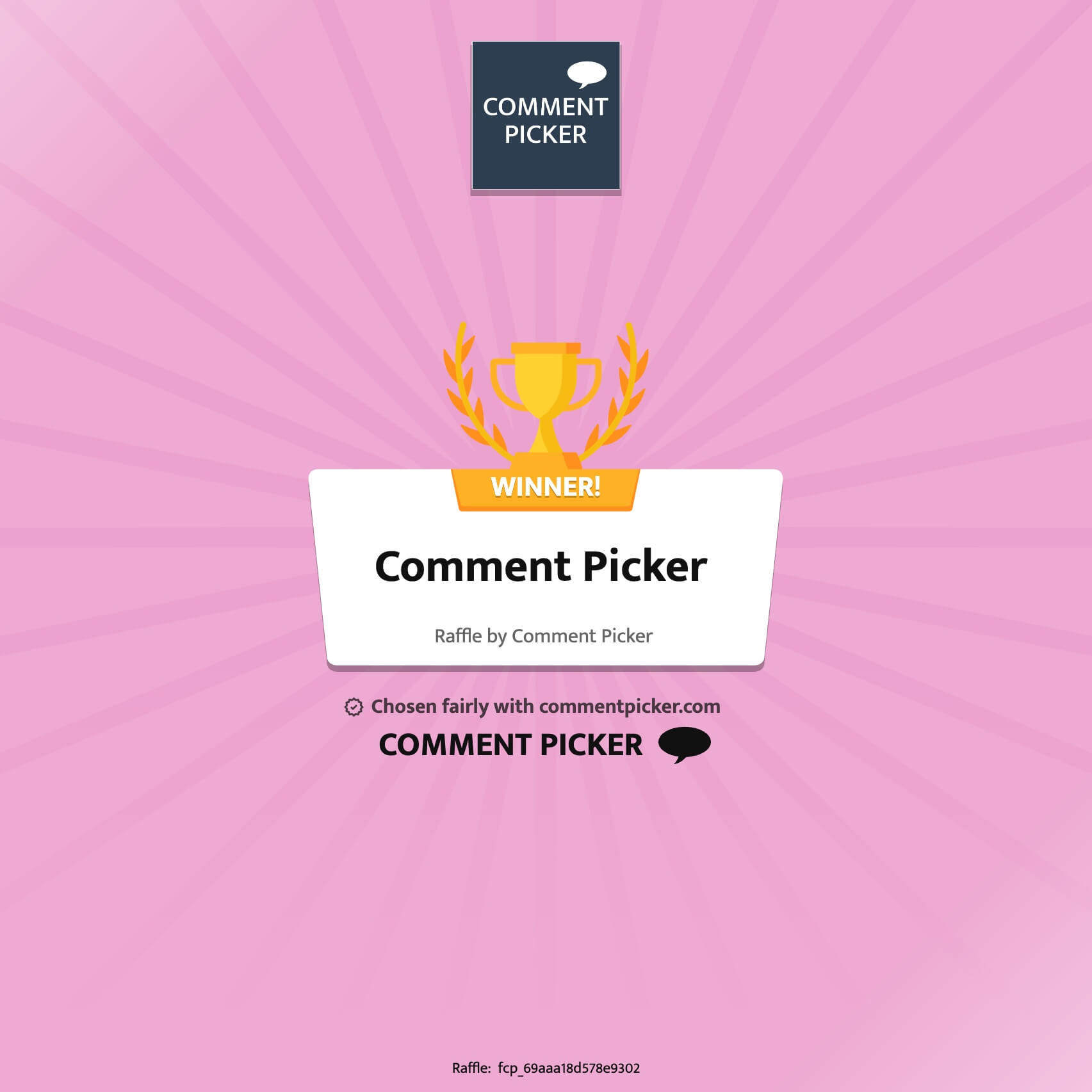 Certificate for Facebook giveaway result