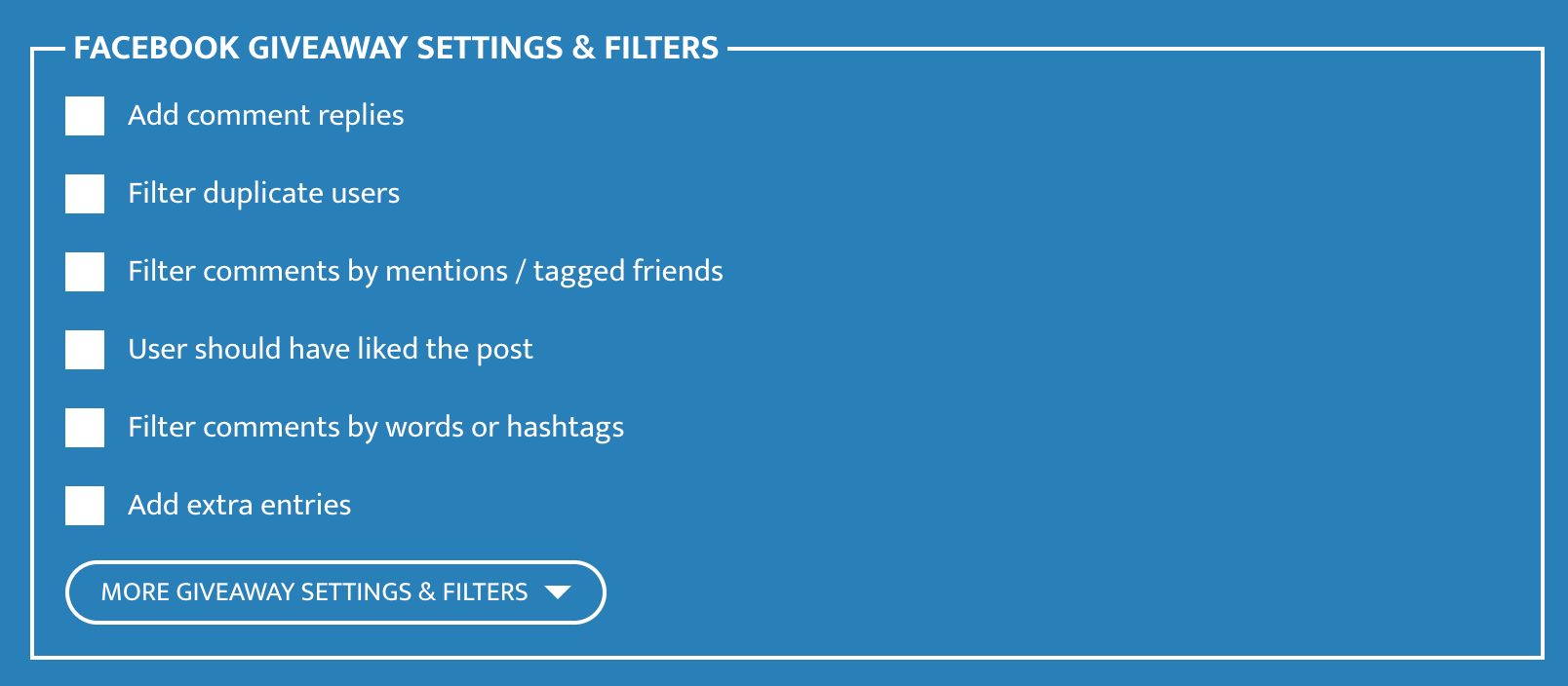Facebook Comment Picker giveaway filters