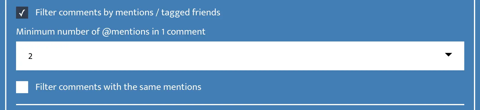 Example of mentions / tagged friends filter in Comment Picker