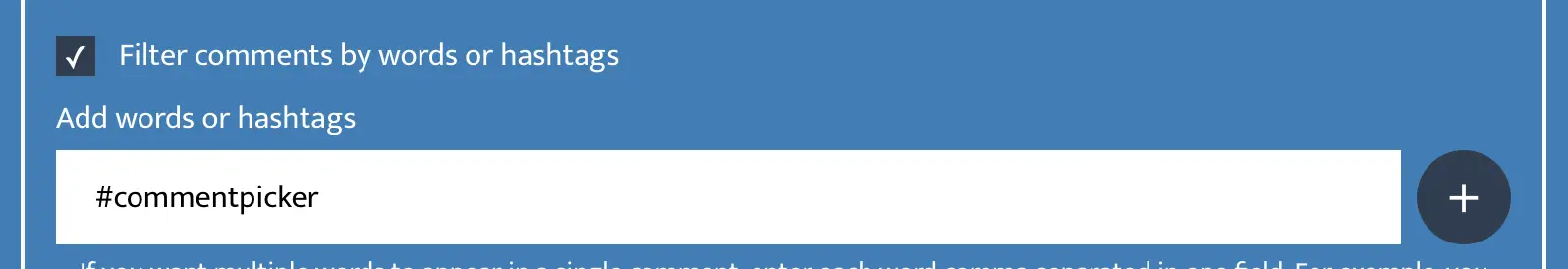 Example of comment text filter in Comment Picker