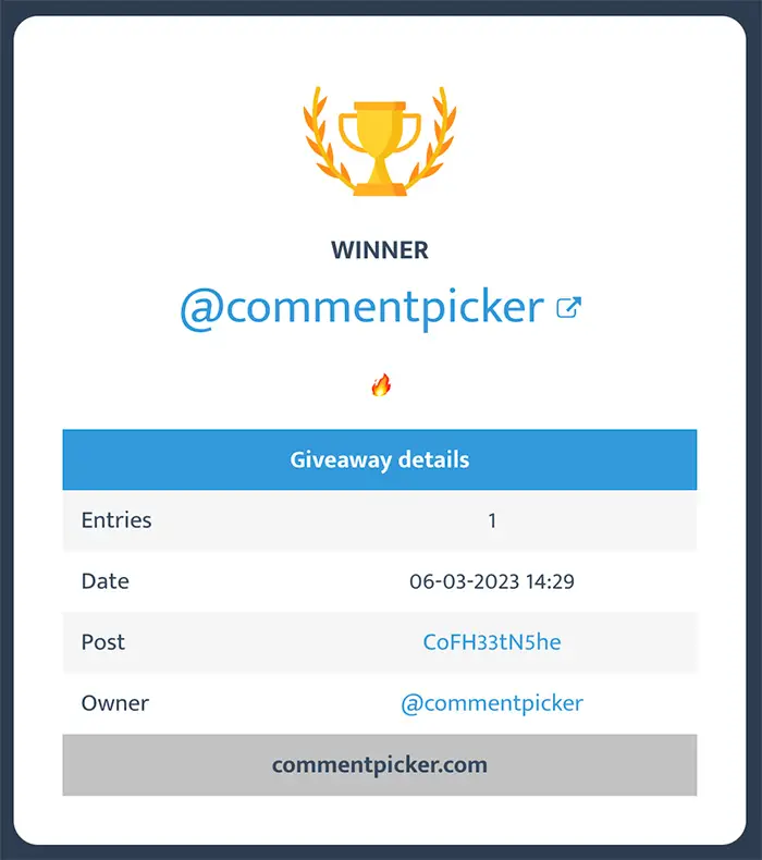 Example Certificate Instagram giveaway