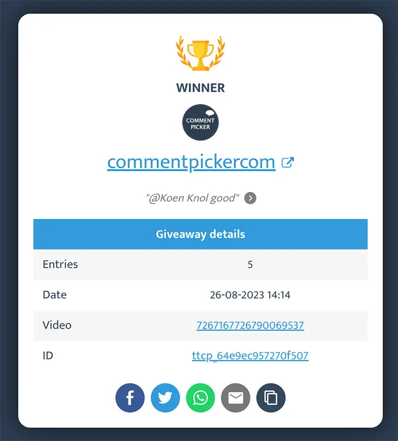 Example Certificate TikTok Giveaway