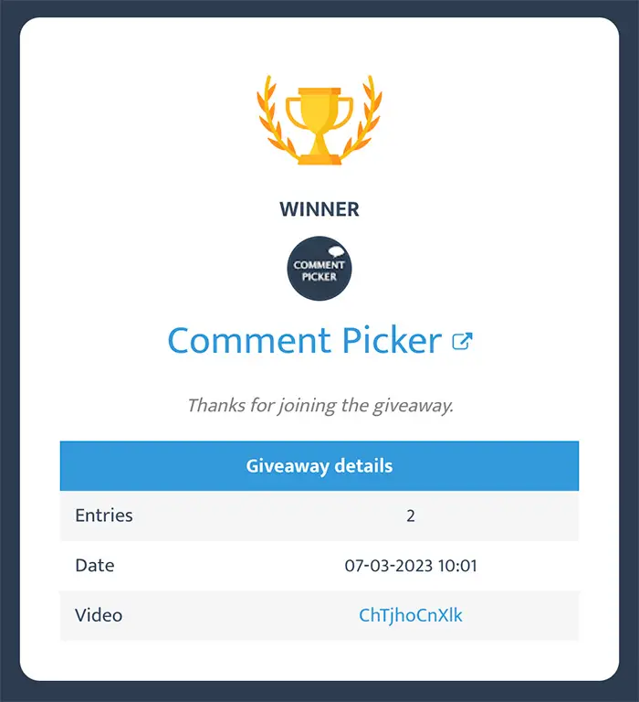 Random Comment Picker - Giveaway Winner Generator