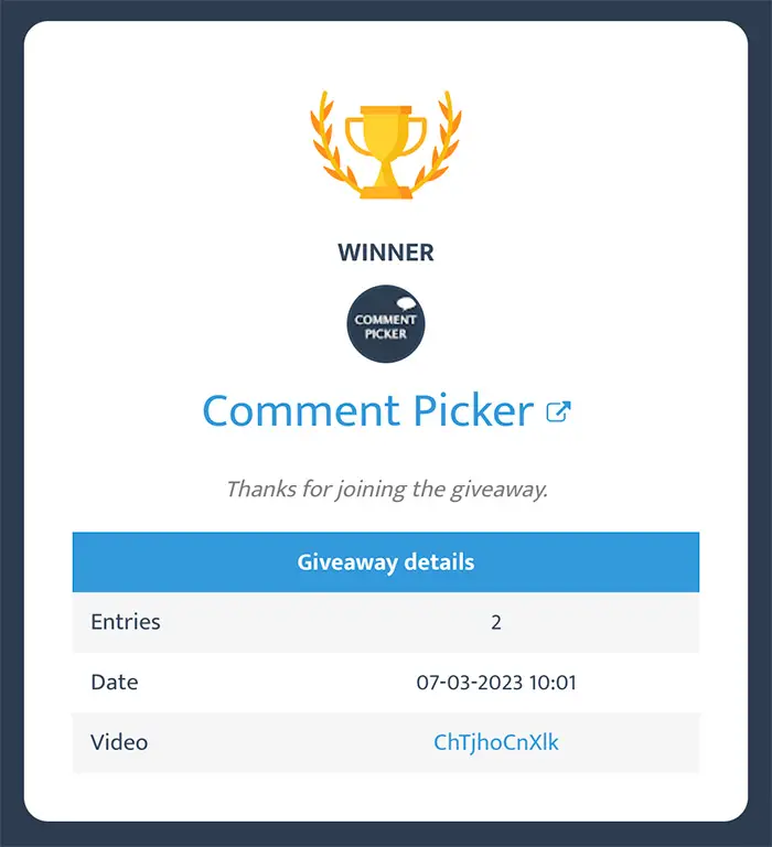 YouTube Random Comment Picker - Giveaway Winner Generator