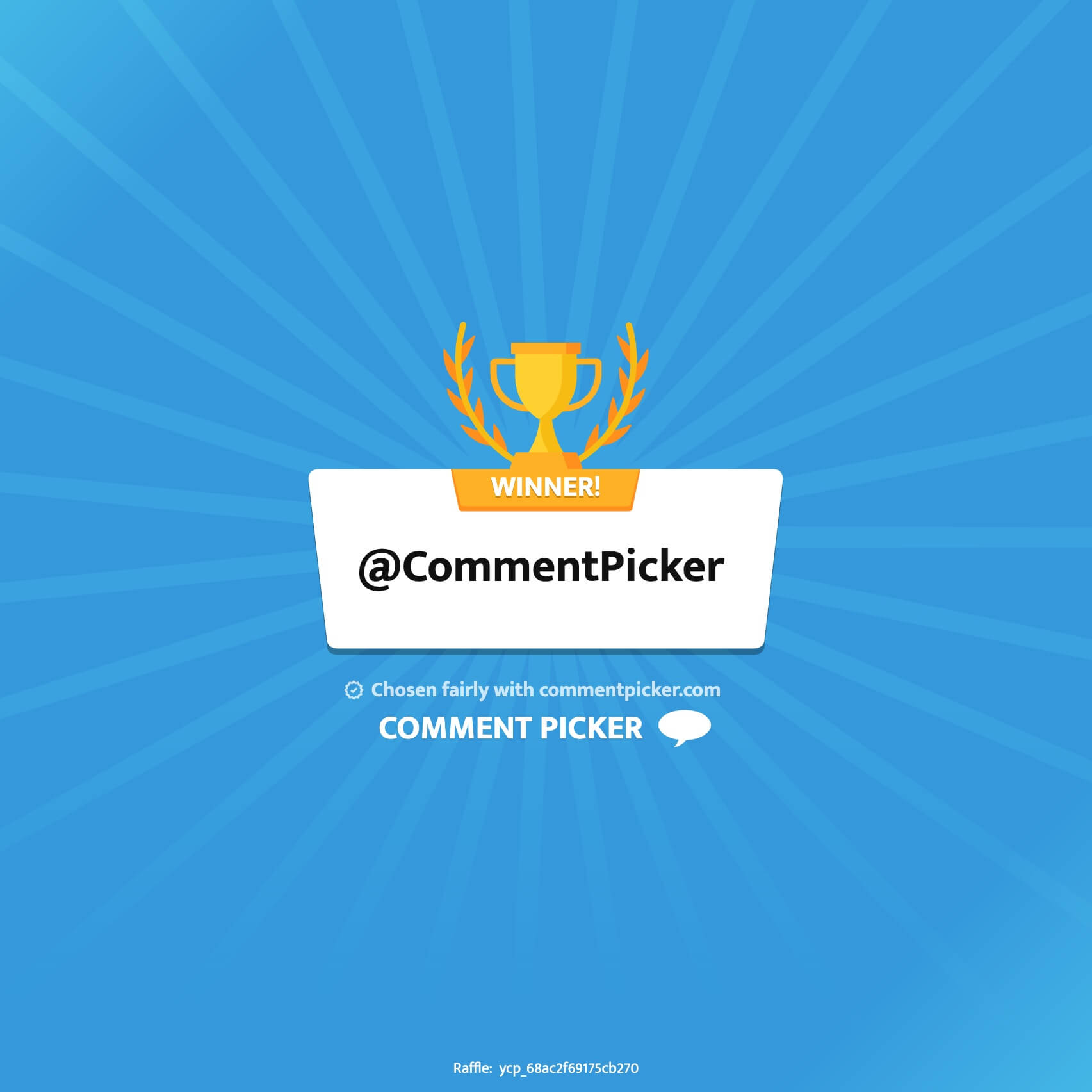 Example of a Comment Picker Certificate for YouTube giveaway