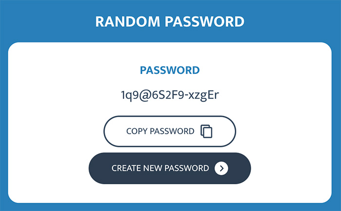 Example strong password from the password generator