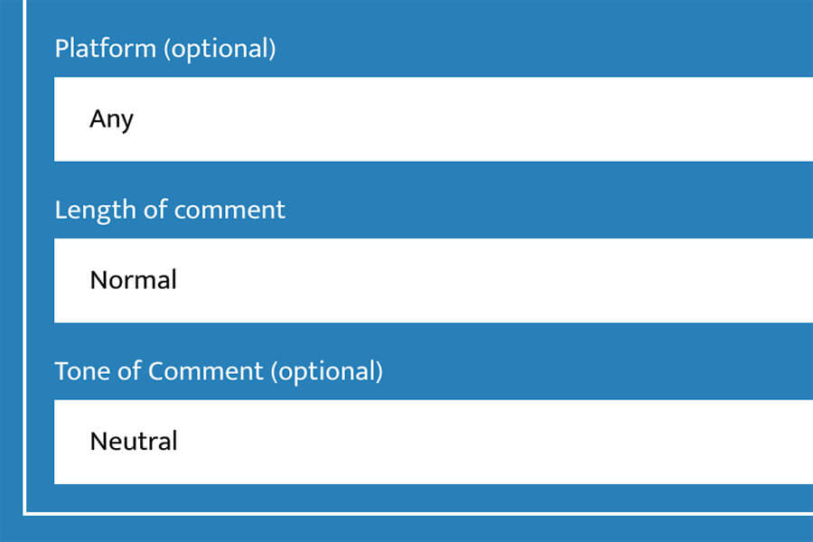 Settings of Comment Generator
