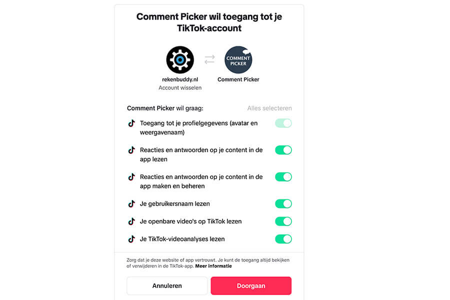 TikTok Login for TikTok Analytics Export Tool