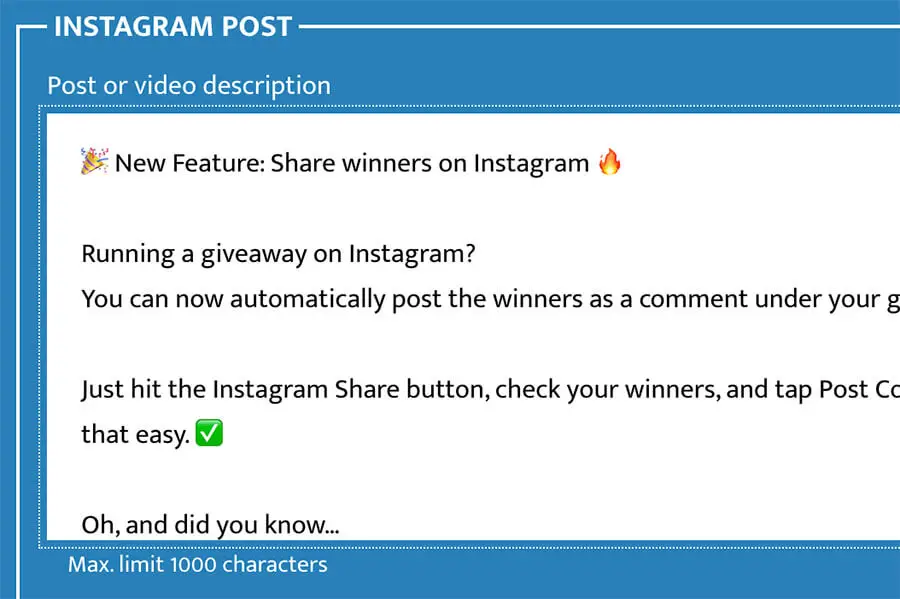 Example Instagram post in Instagram Hashtag Generator