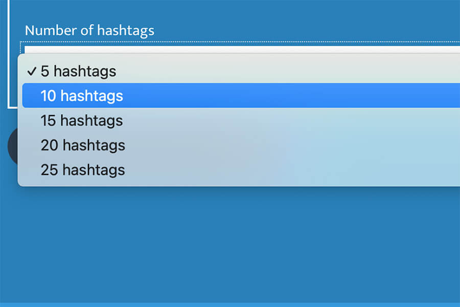 Settings screen of TikTok Hashtag Generator