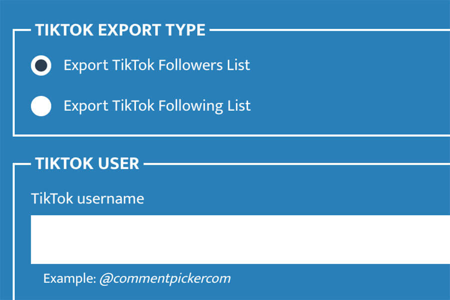 TikTok User settings in export tool