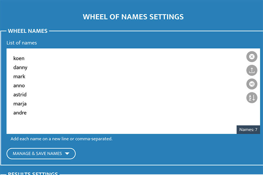 List of Names in Wheel of Names