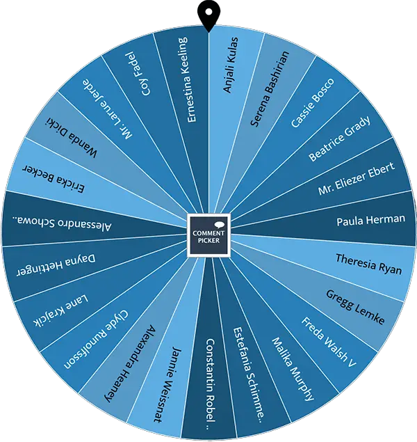 Example of Instagram Giveaway Picker wheel with cool blue colors