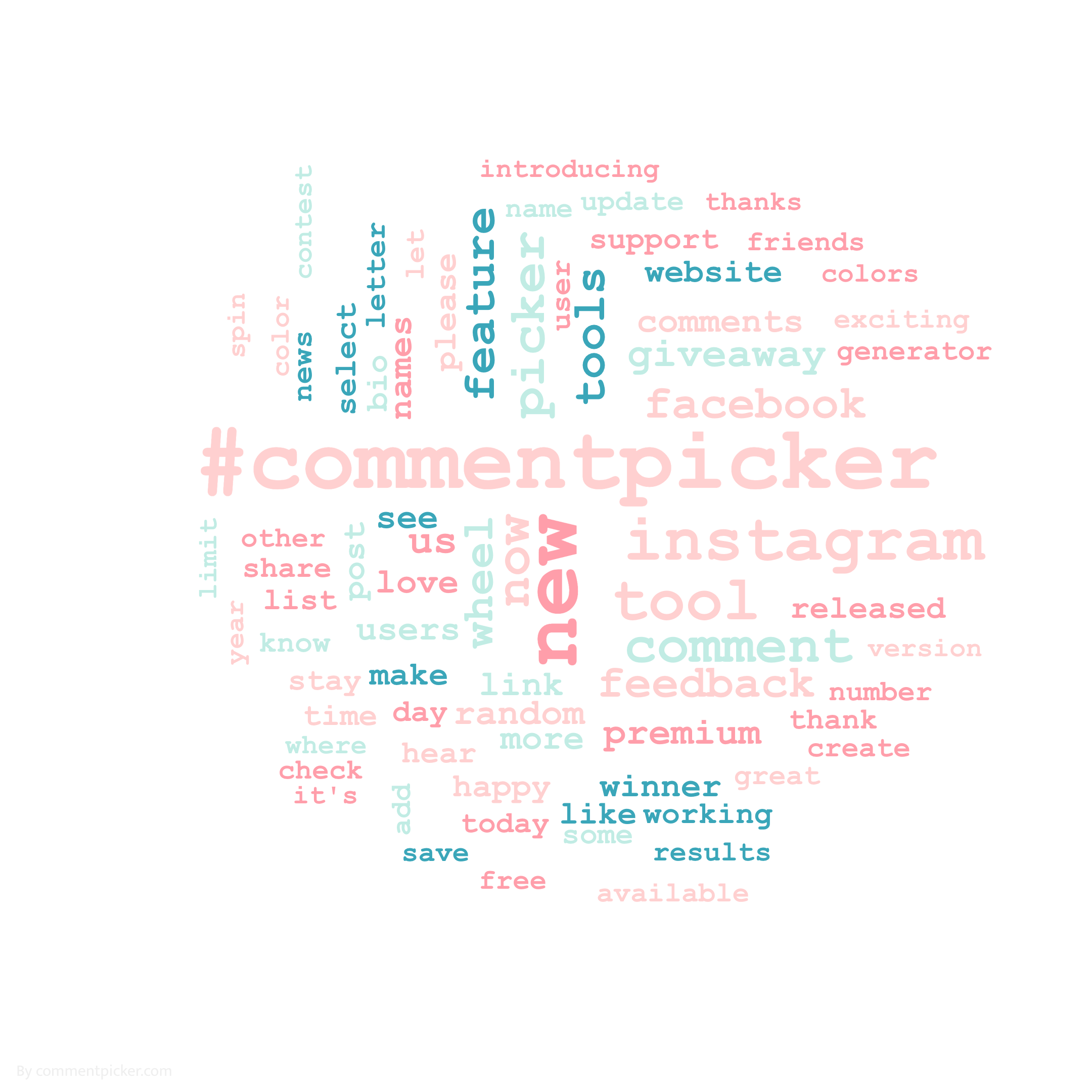 Instagram Word Cloud Example white random colors