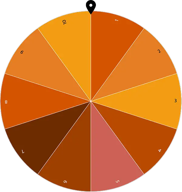 Example of number wheel with numbers from 1 to 10 with autumn vibes colors