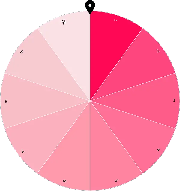 Example of number wheel with numbers from 1 to 10 with love colors