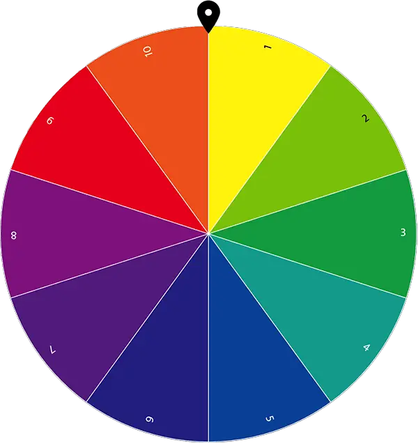 Example of number wheel with numbers from 1 to 10 with modern colors